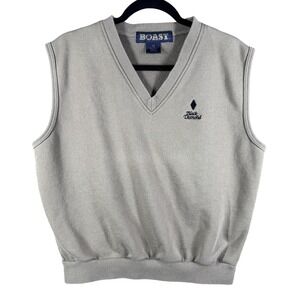 Boast Vest Mens Sweater Medium  Beige Black Diamond Golf Golfing Sleeveless Leaf